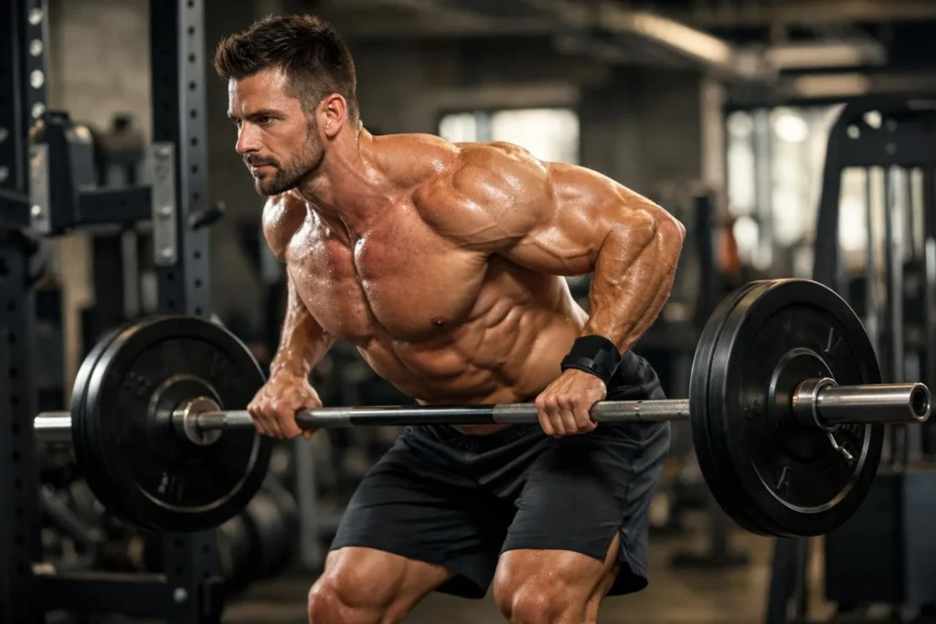 Wiosłowanie sztangą w opadzie tułowia – technika i warianty