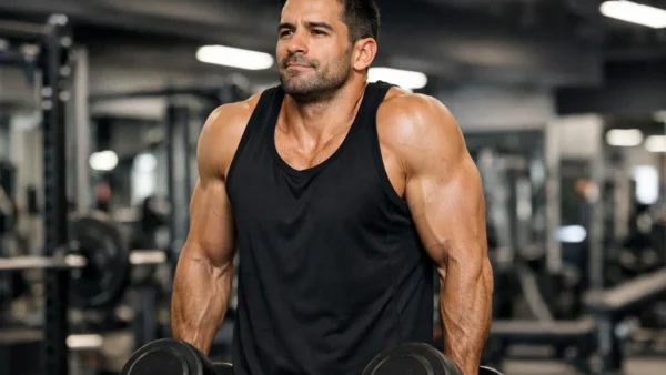 Ćwiczenia na mięsień czworoboczny – shrug z hantlami