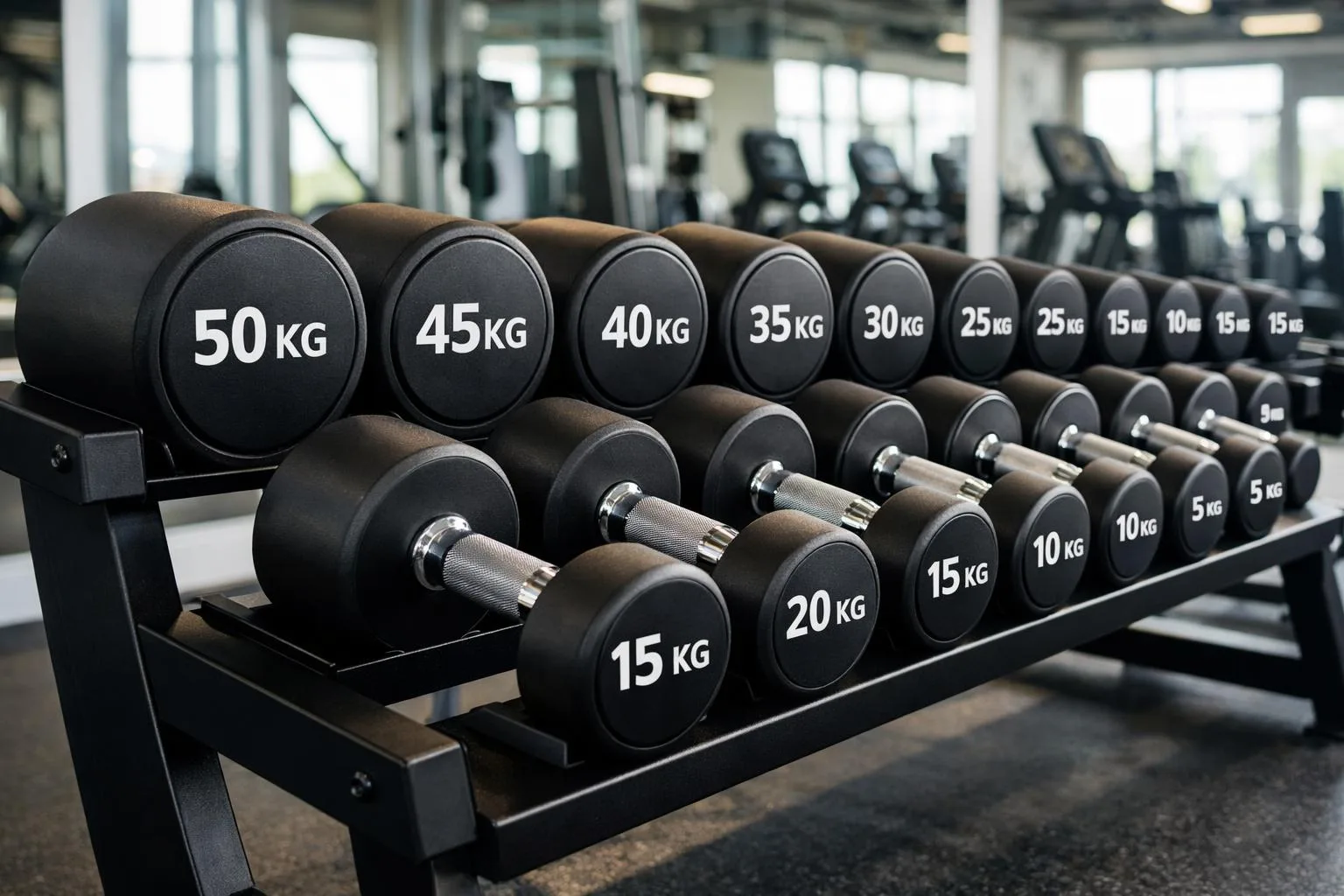 Drop set – rząd hantli symbolizujący redukcję ciężaru