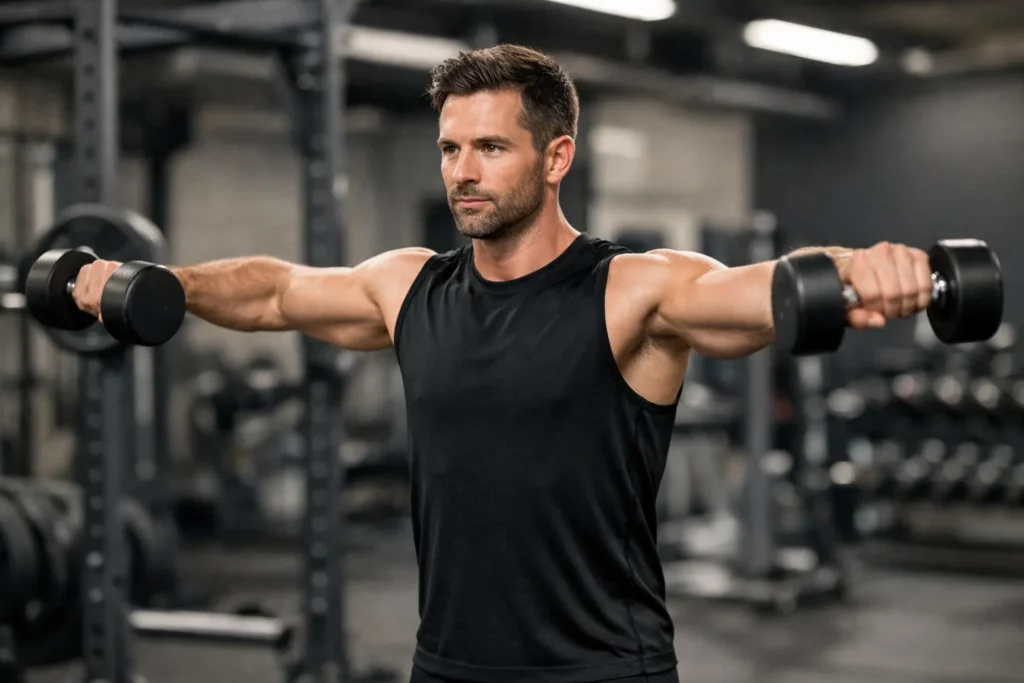 Unoszenie boczne hantlami – ćwiczenie na barki