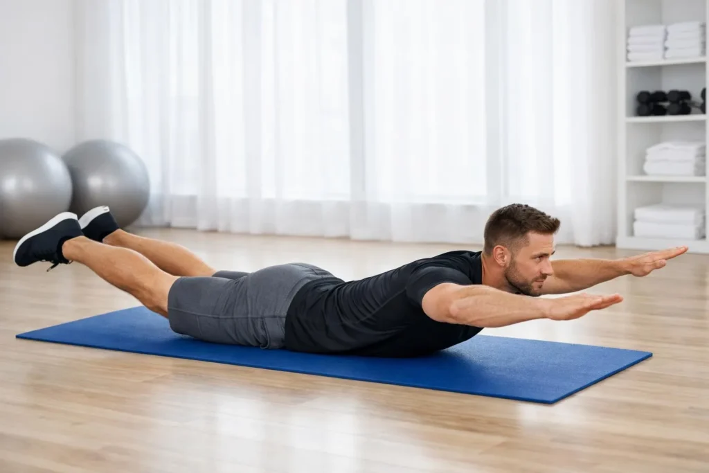 Jaskółka ćwiczenie – Superman exercise na macie