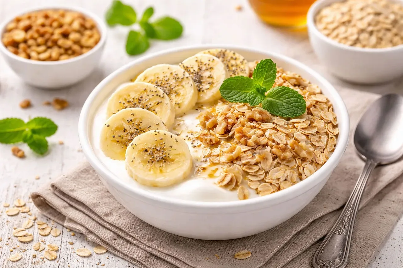 Owsianka z bananem i orzechami - posiłek przedtreningowy na 2-3 godziny przed treningiem